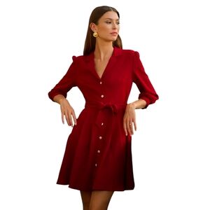 Gaâla Paris Burgundy Shirt Dress Vintage Inspired Women's XS